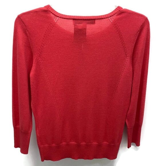 Carolina Herrera Red Coral Cashmere Cardigan - Picture 2 of 4